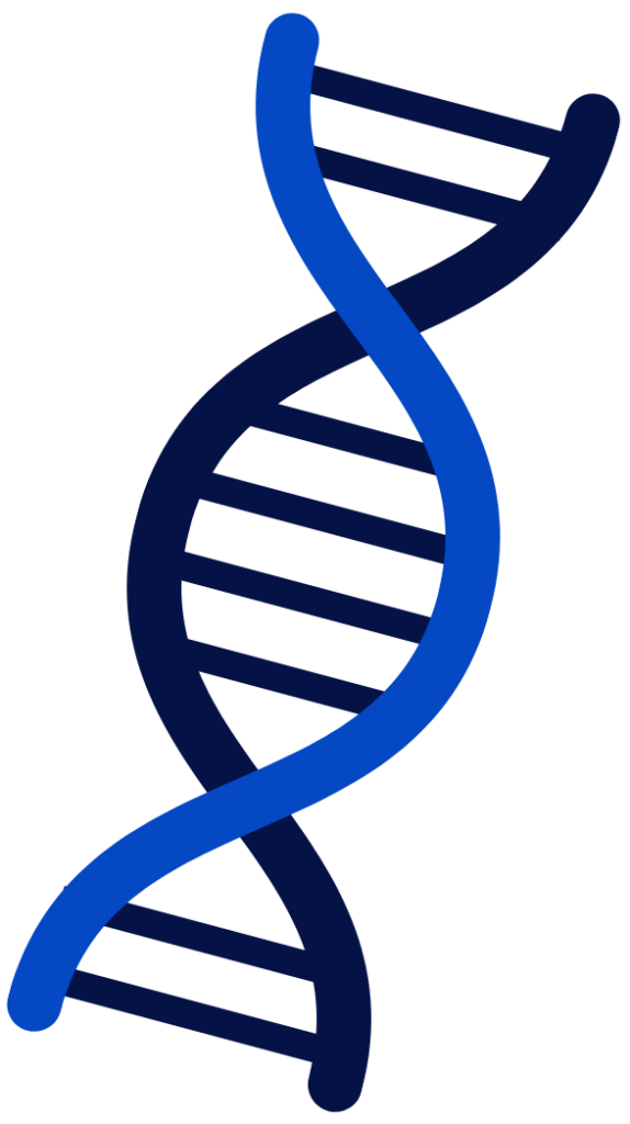 An illustration of a blue DNA double helix representing the CFTR gene, which is associated with conditions like cystic fibrosis and chronic pancreatitis.